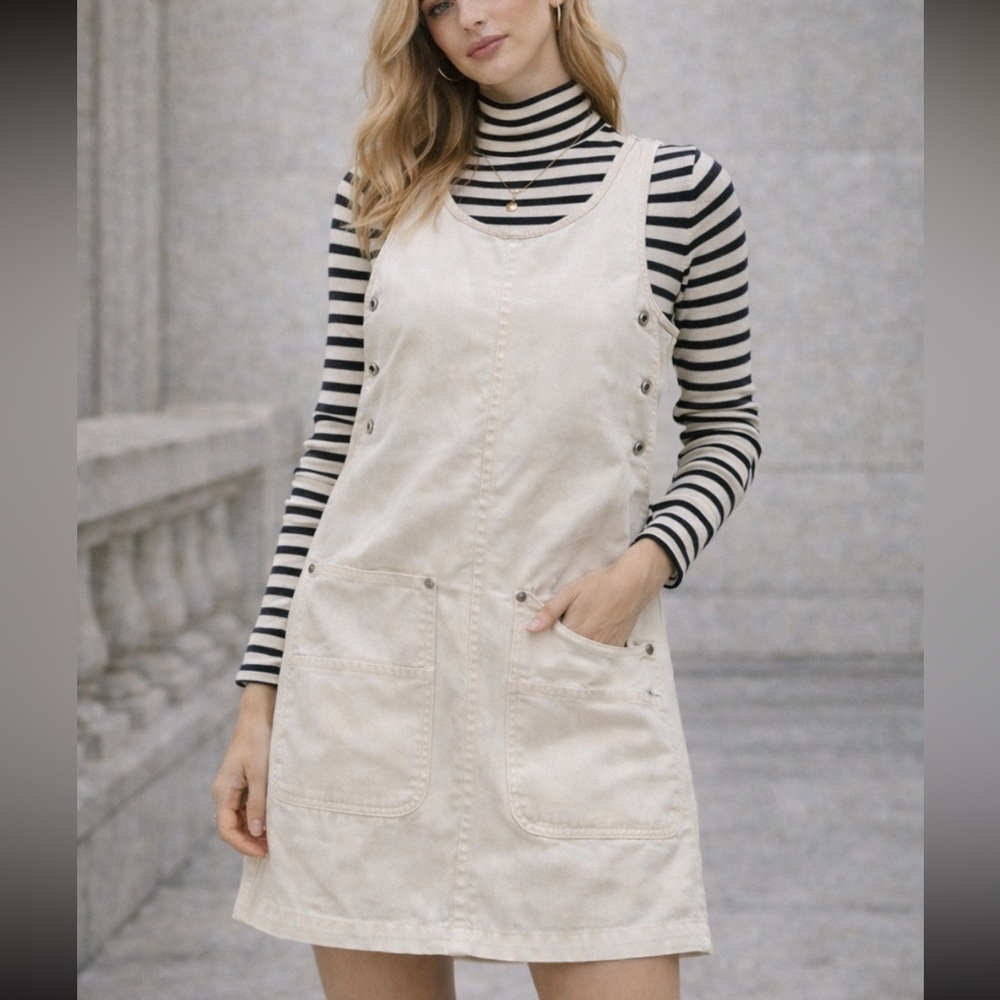Express Cream Sleeveless Pinafore Dress 38109